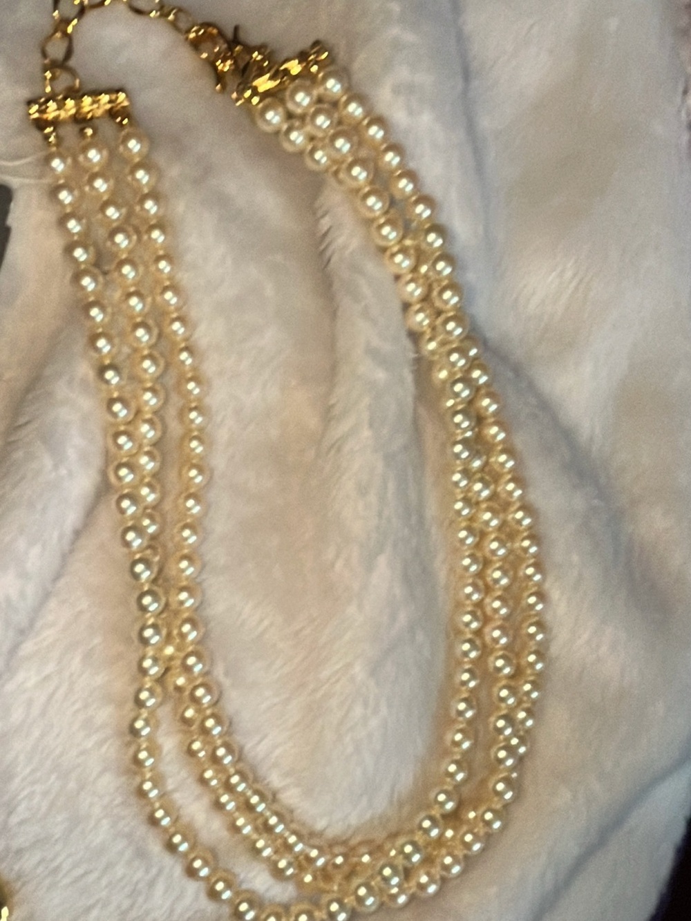 Liz Claiborne Triple-Strand Pearl Necklace with Gold-Tone Accents